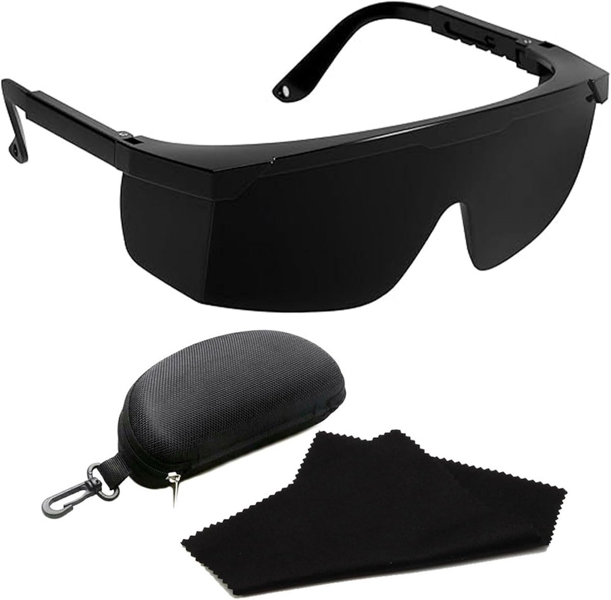 Veiligheidsbril met Slagvaste Oogbescherming, Inclusief Brillenkoker en Brildoek voor Outdoor, Fietsen en Experimenteren (Zwart)