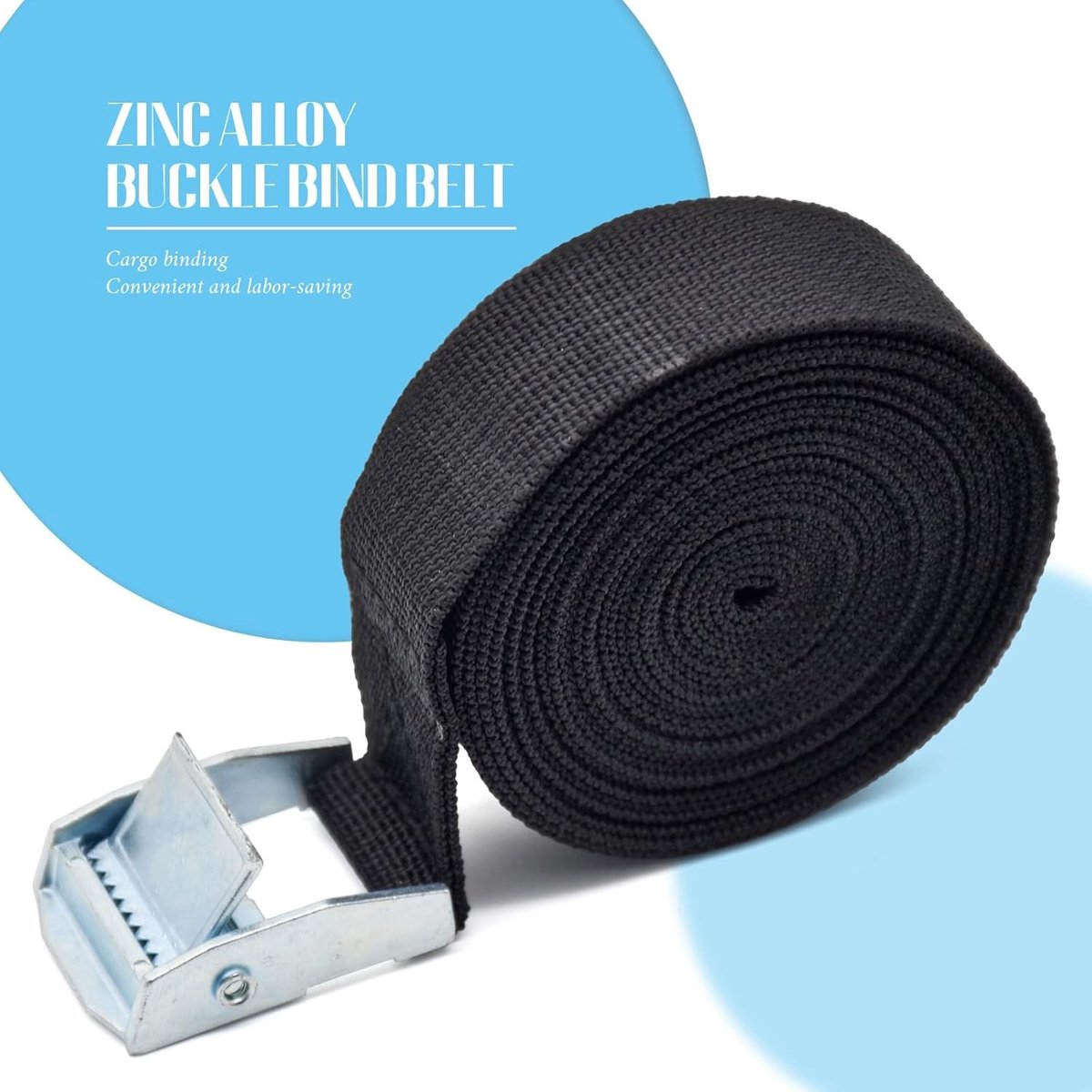 Set van 2 sterke spanbanden, max. gewicht 250 kg, lashing straps met gesp, perfect voor motoren, fietsen en aanhangers, zwart, 25 mm x 4 m, duurzame bevestigingsriemen