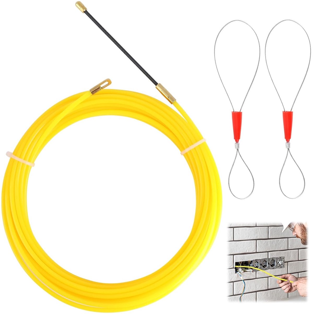 Flexibele invoerhulp van 10 m voor kabelinstallatie, 4 mm trekdraad, ideaal voor lege buizen en glasvezelkabels