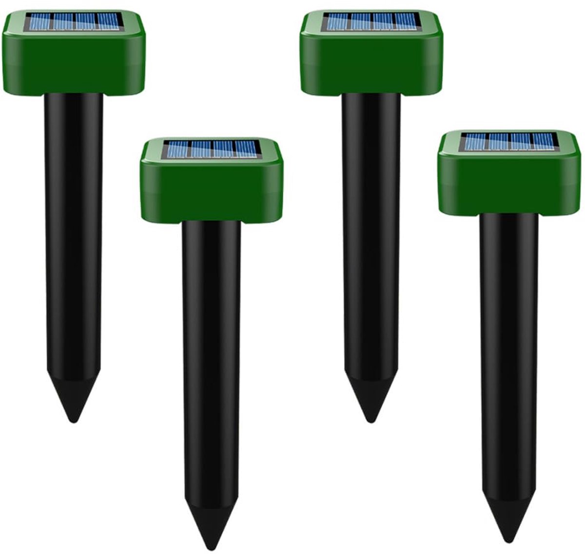 SnelShoppen - 4x Mollenverjager op Zonne-energie, Ultrasone Verjager Tegen Woelmuizen en Ongedierte, Duurzaam Tuinaccessoire, Effectieve Ongediertebes
