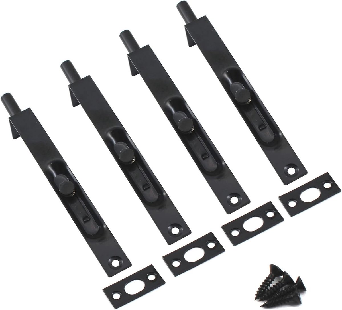 Verstevig je Deur met een 8 Inch RVS Verborgen Flush Bolt Slide Latch met Schroeven - Zwart (4 Stuks)