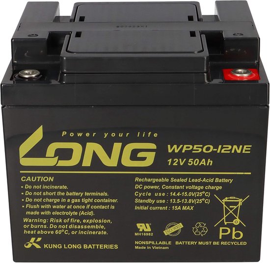 Oplaadbare Batterij - AGM Accu - Energievoorziening - Onderhoudsvrij - 12V 50Ah - Zwart — afbeelding 4