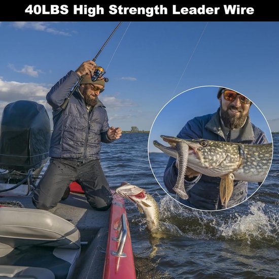 50 Stuks Stalen Voorzak, Pike Hengel Set met Swivels en Snaps, 5 Maten, RVS Vissaccessoires voor Roofvissen, Voorzak Hengel, Spider Fishing Accessoires — afbeelding 2