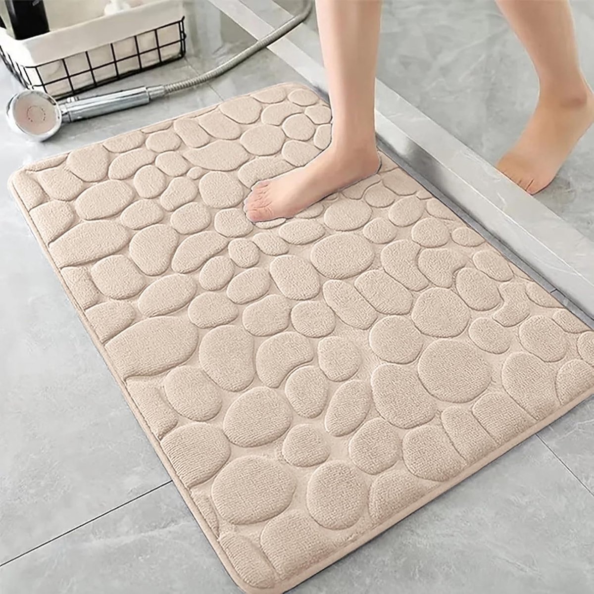 Flanel Badkamermat, absorberend, antislip, voor badkamer en woonkamer, absorberend, wasbaar（40*60cm,Kamel）