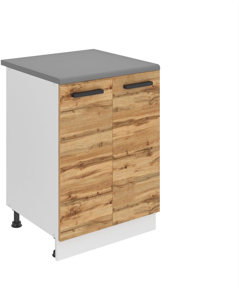 BELINI Keukenonderkast SD2 60 cm met 2 Deuren met Werkblad - Wotan Eiken