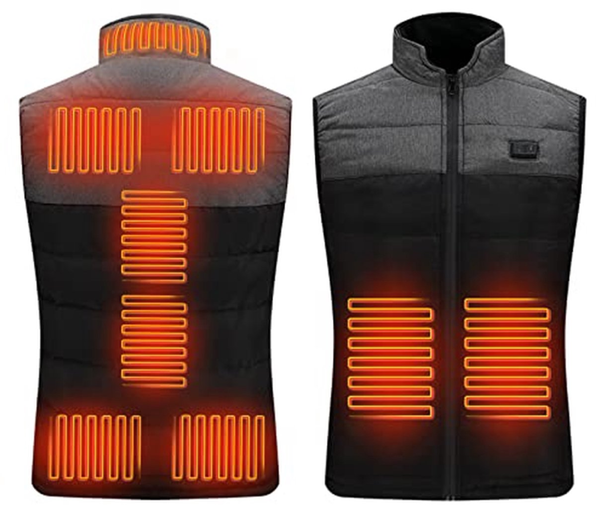 Verwarmd Vest - Elektrisch Jack - Buiten Activiteiten - 9 Zones Verwarming - Uniseks - Grijs