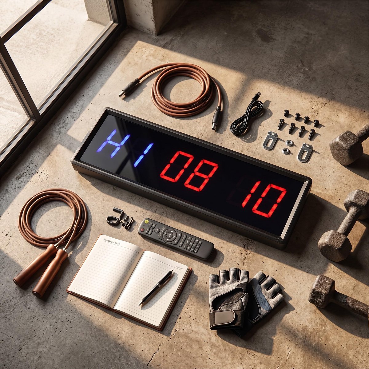 SnelShoppen - LED Interval Timer voor Fitness Training - Aftelklok, Stopwatch, Interval Timer - 12/24 Uur Klok - Ideaal voor Thuis Gym, Workout, Sport