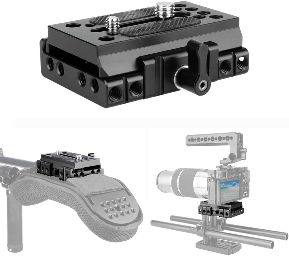 Snelkoppeling Basisplaat voor Camera Rig en Statief, Geschikt voor 15mm Schoudersteun en Diverse Modellen