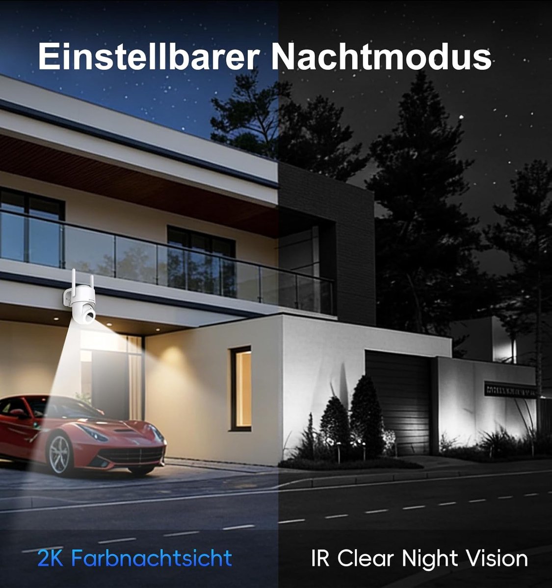 SnelShoppen - 2K Bewakingscamera Buiten Wifi Dual-Band 2,4/5 GHz met Nachtzicht en Bewegingsdetectie, 2-Weg Audio, PTZ, IP65 Weerbestendig, Compatibel