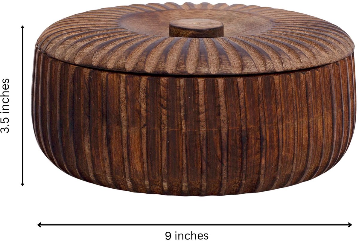 SnelShoppen - Handgemaakte Houten Tortilla Warmer Mand voor Roti, Chapati, Pannenkoeken - Natuurlijk Bruin - 22 cm - Ideaal voor Thuis, Keuken, Eetkam