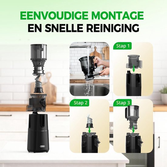 Sapcentrifuge - Slowjuicer - Gezonde Drankjes Maken - XXL Voerbuis - 1.4 Liter - Zwart — afbeelding 4