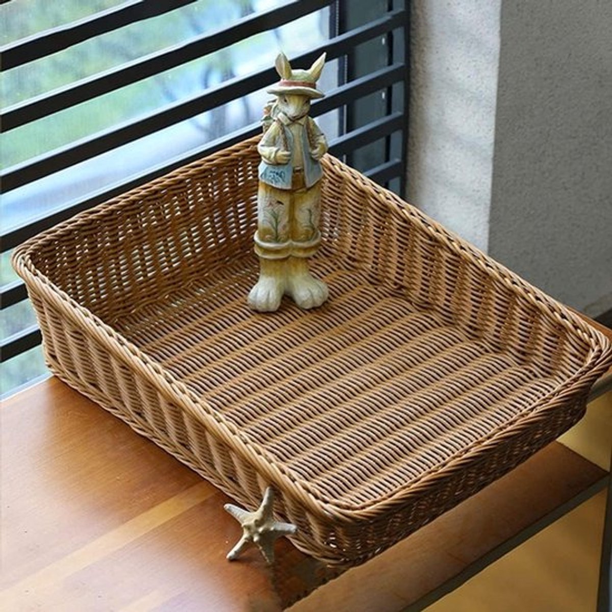 Geweven opbergmand vierkant voor voedsel, fruit en brood - Multifunctionele organizer 40x30x12cm