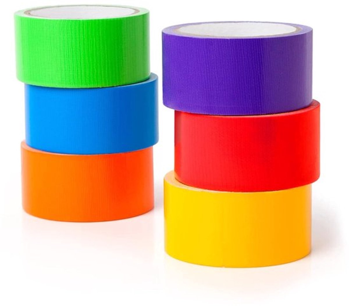 Premium Kleur Duct Tape Set van 6 Rollen 50MM x 13.7M - Ideaal voor Creatief Knutselen, Herstellingen en Decoratie in Blauw, Paars, Geel, Oranje, Groen en Rood