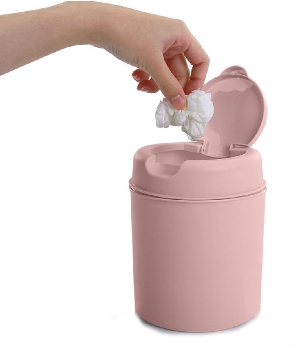 Compacte Prullenbak met Platte Klep - Geurvrij Ontwerp, Verkrijgbaar in 3 Kleuren, Ideaal voor Kantoor, Bureau en Badkamer