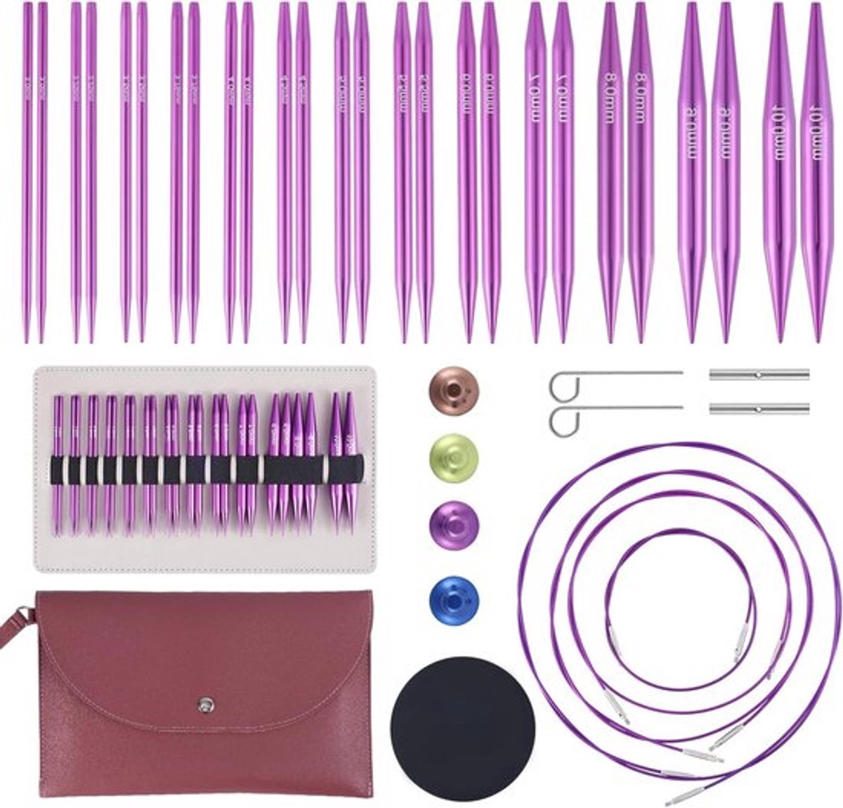 40-delige Interchangeable Breinaalden Set met 13 Pairs Aluminium, Kabels en Opbergtas voor Beginners en Professionals