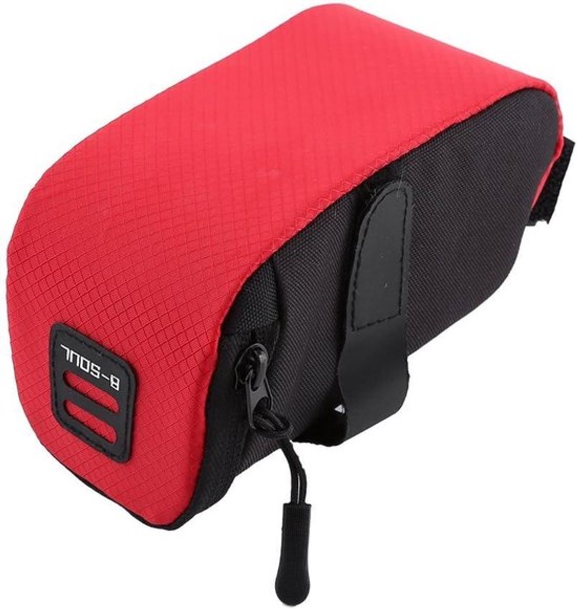 Zadeltas voor fiets en wielrennen, rood, eenvoudig te installeren, compact formaat.