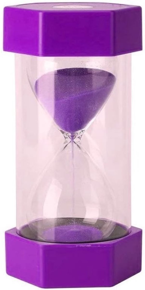 Decoratieve Zandloper van 16 cm voor Thuis en Kantoor - Perfecte Cadeau voor Kinderen - 15 Minuten (Paars)