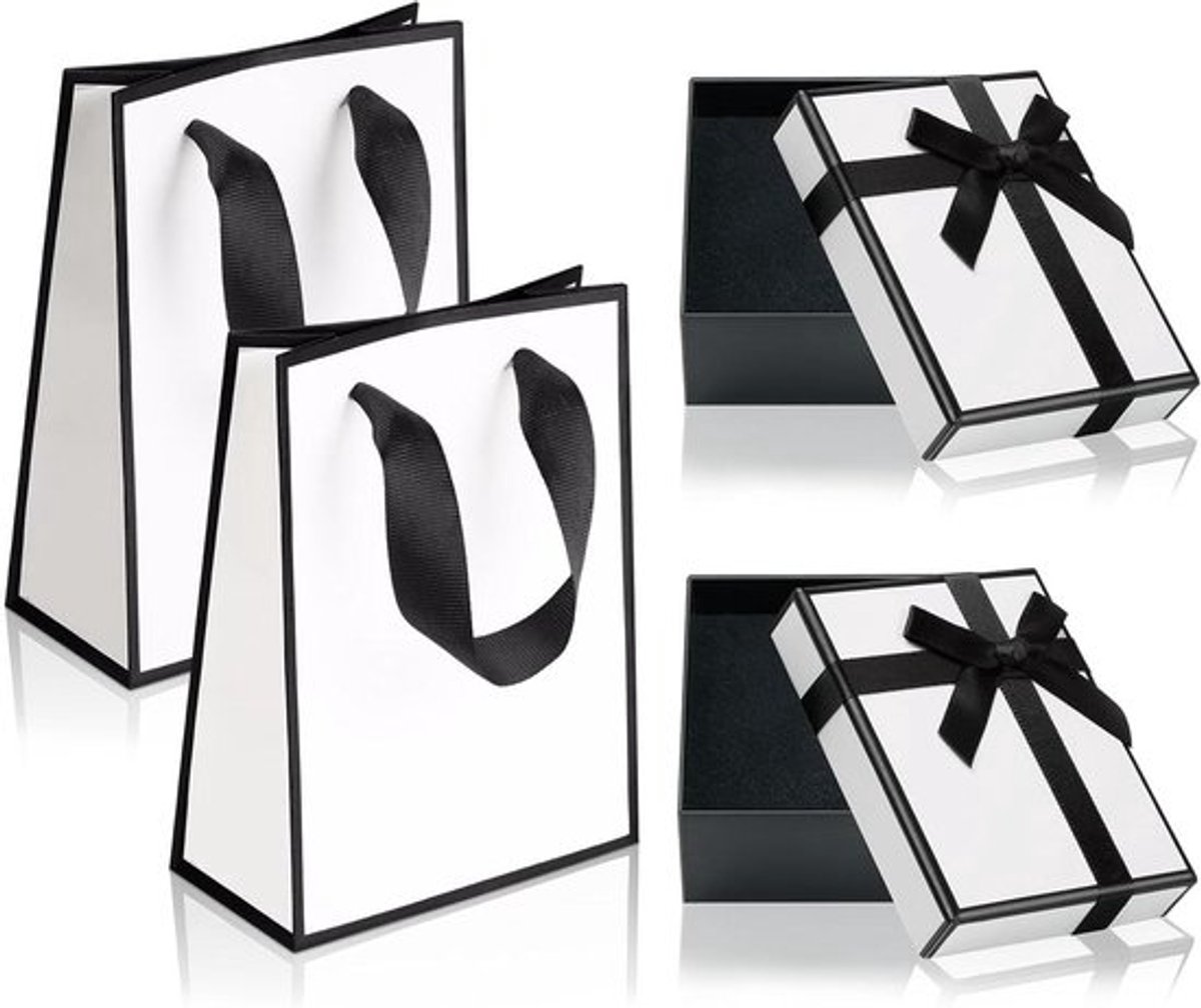 Sieradengeschenkdoos en papieren geschenkzakje - 9 x 7 x 3 cm - voor sieraden - ringen - oorbellen - ketting - armband.