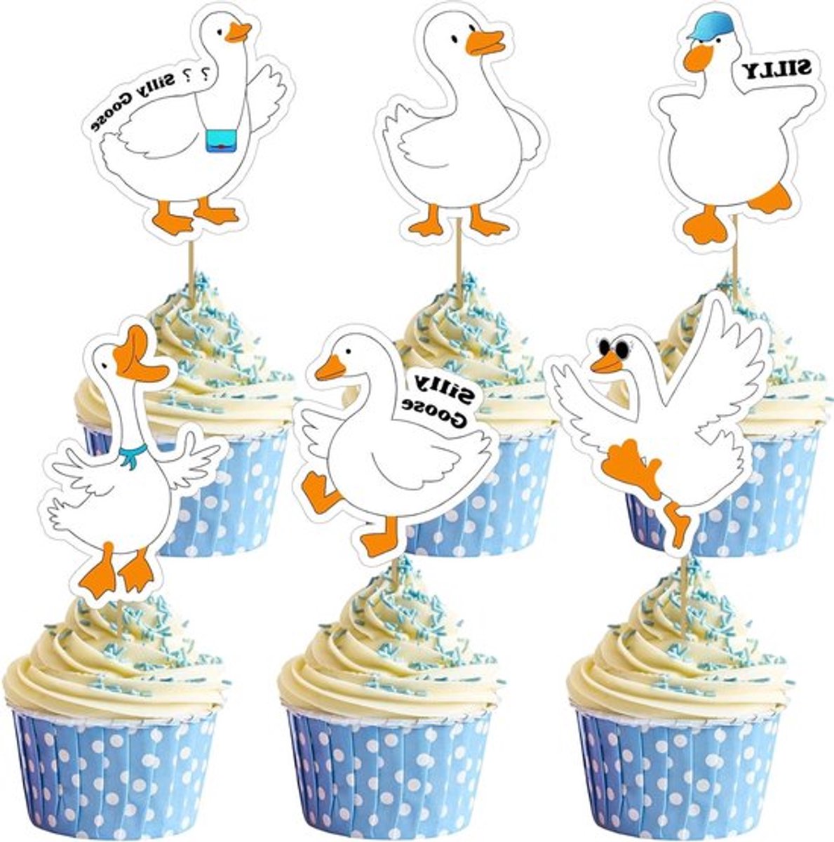 Verjaardagstaart Topper met Schattige Gans - Perfect voor Kinderfeestjes en Taartdecoratie