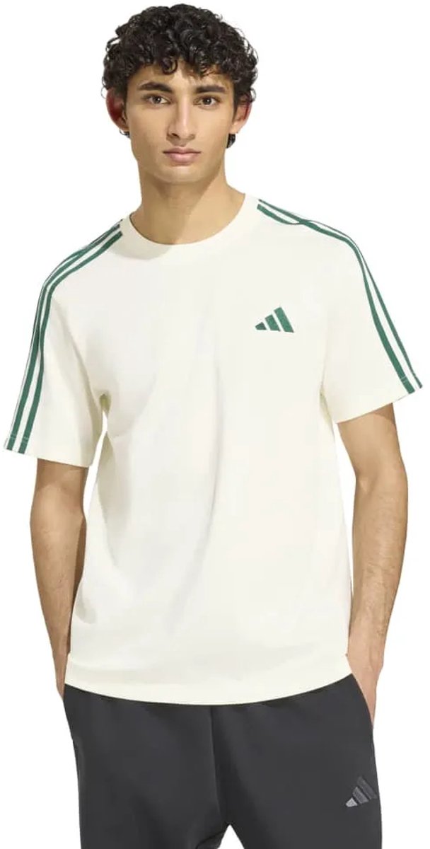 Adidas Essentials 3 Stripes Single Jersey Left Chest Branded T-shirt Met Korte Mouwen M Man Groen