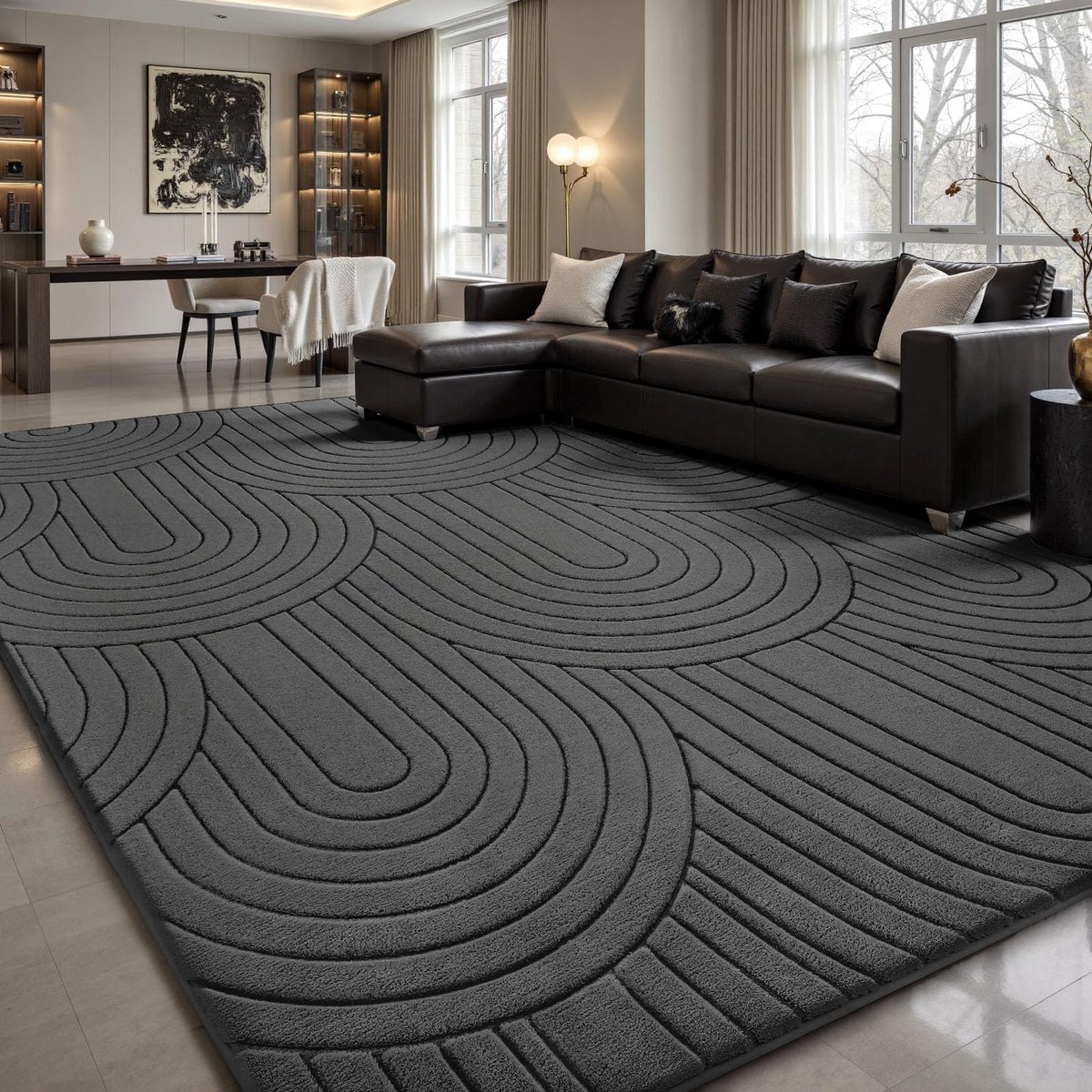 SnelShoppen - Sour Lemon Vloerkleden voor Woonkamer en Slaapkamer, Laagpolig Tapijt met 3D-effect, Machinewasbaar, Antislip, Wollig en Ruig Tapijt voo