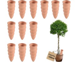 SnelShoppen - 12 x 100 ml Oyas Irrigatie Kegels voor Automatische Waterdispenser, Terracotta Gieter voor Kamerplanten, Tuin en Moestuin, Voor Bloemen