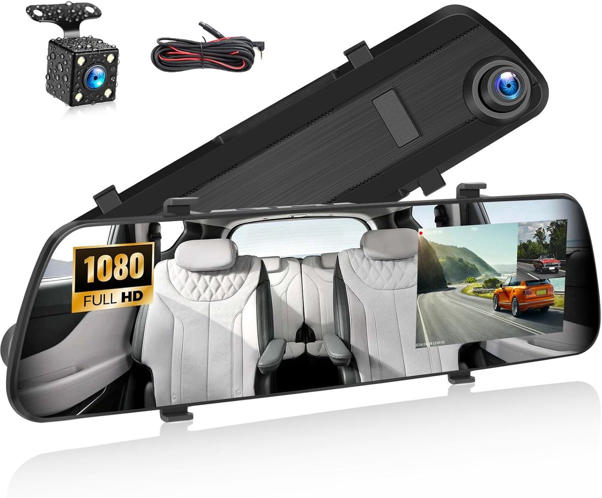 SnelShoppen - GOHHDL Dashcam 1080P met Achteruitrijcamera, 4-inch Scherm, Nachtzicht, Verkeersveiligheid, Auto Accessoire, Video-opname, Achteruitkijk