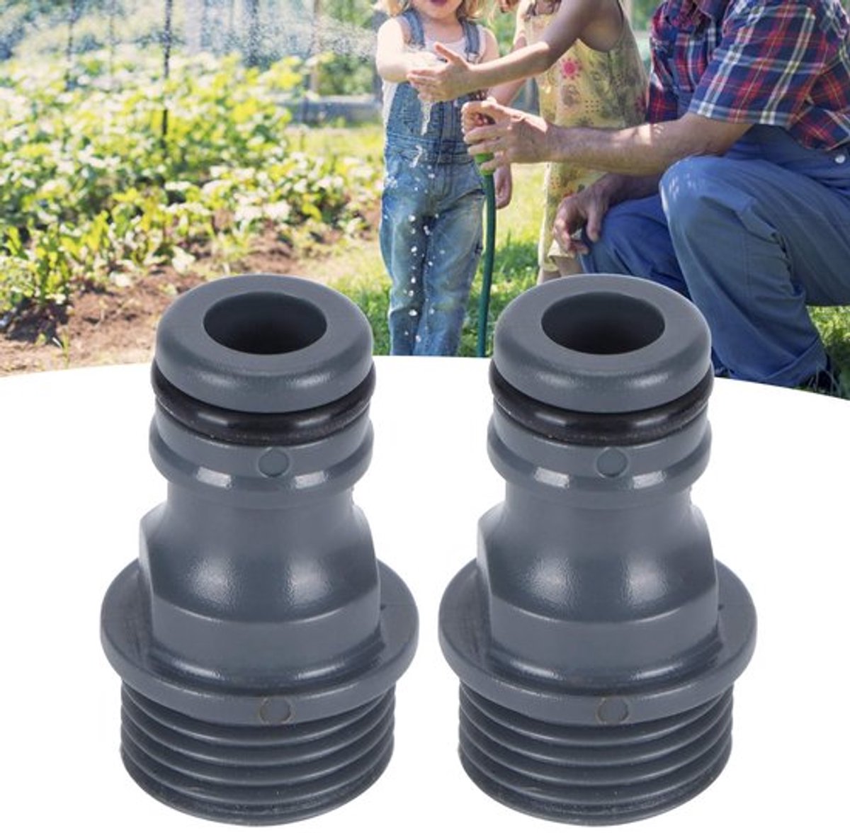 2x G1/2 Mannen Draad Snelkoppeling - Tuinslang Adapter - Tuinaccessoires - Geschikt voor Tuinieren - Hoogwaardige Koppelingen - Kleur Zwart