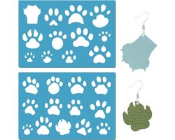 2 Stijlen Patroon Poot Hond Kat Huisdier Tekeningen Sjablonen voor Acryl Leer en Schilderen op Stof, Muur en Glas Decoratie voor Oorbellen