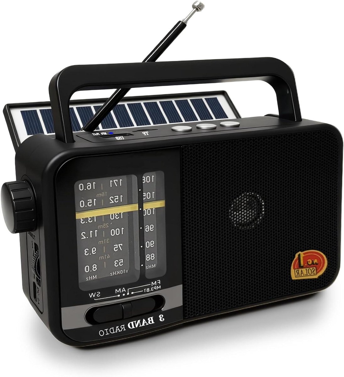 Draagbare Radio - Keukenradio Bluetooth - Outdoor Muziek - Zonnecel Opladen - 1200 mAh - Zwart
