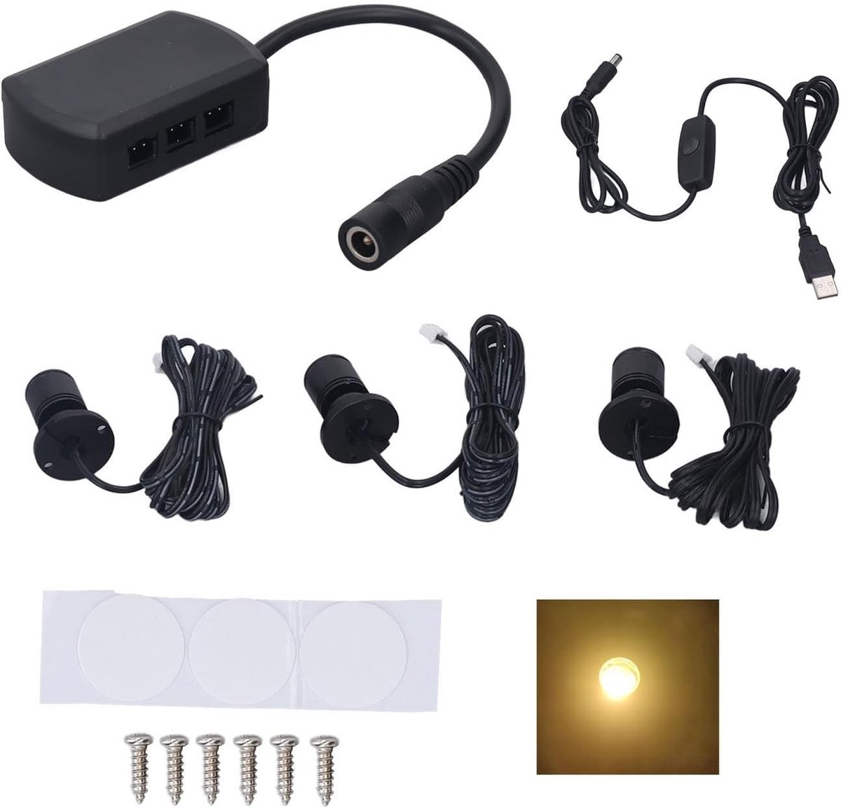 Dimbare Mini Led Spotlights voor Foto- en Sieradenpresentatie, Oplaadbare USB Lichten voor Organizers en Terrassen (Warm Licht)