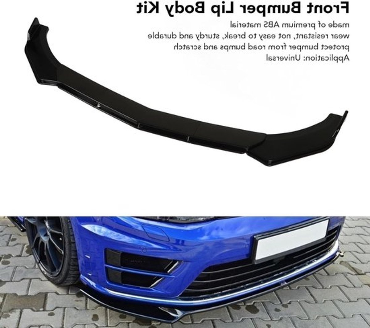 5-delige Universele Auto Lip Body Kit, Voorbumper Spoiler Splitter en Diffuser Bescherming voor A3 en Civic (Glanzend Zwart)