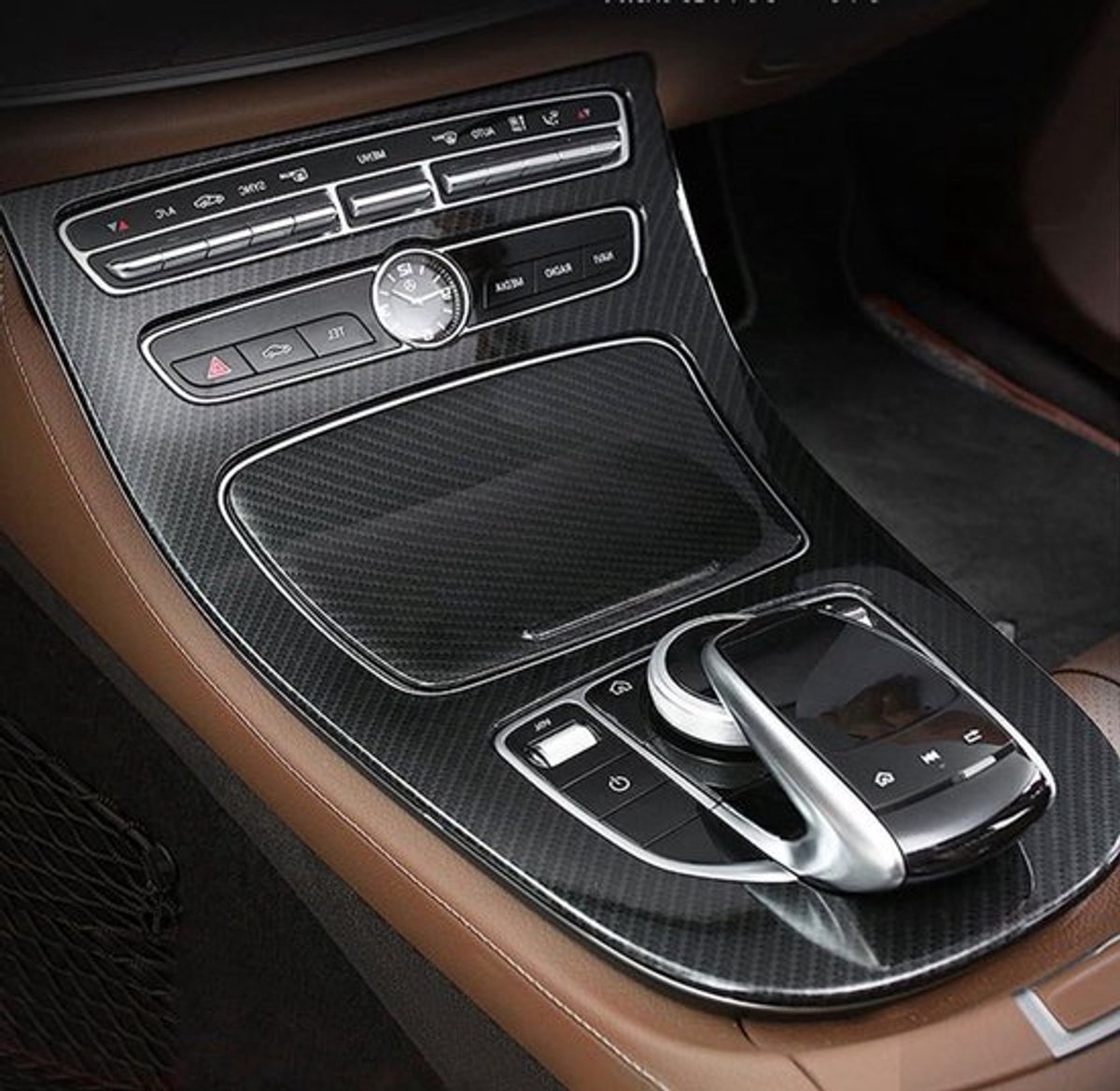 ABS Carbon Kleur Console Corridor Paneel Frame Cover voor E-Class W213 2016-2018 - Interieur Accessoires, Auto Styling, Hoogwaardige Bescherming