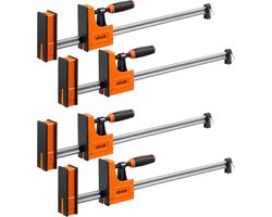 VEVOR Schroefklemmen, 4-Pack, Opening 60,96 cm, F-Klemmen, Klemkracht 680 Kg, 2-Weg Klem-/Spreidfunctie, Zachte Rubberen Voetjes, Koolstofstalen Stang, voor Hout- en Metaalbewerking