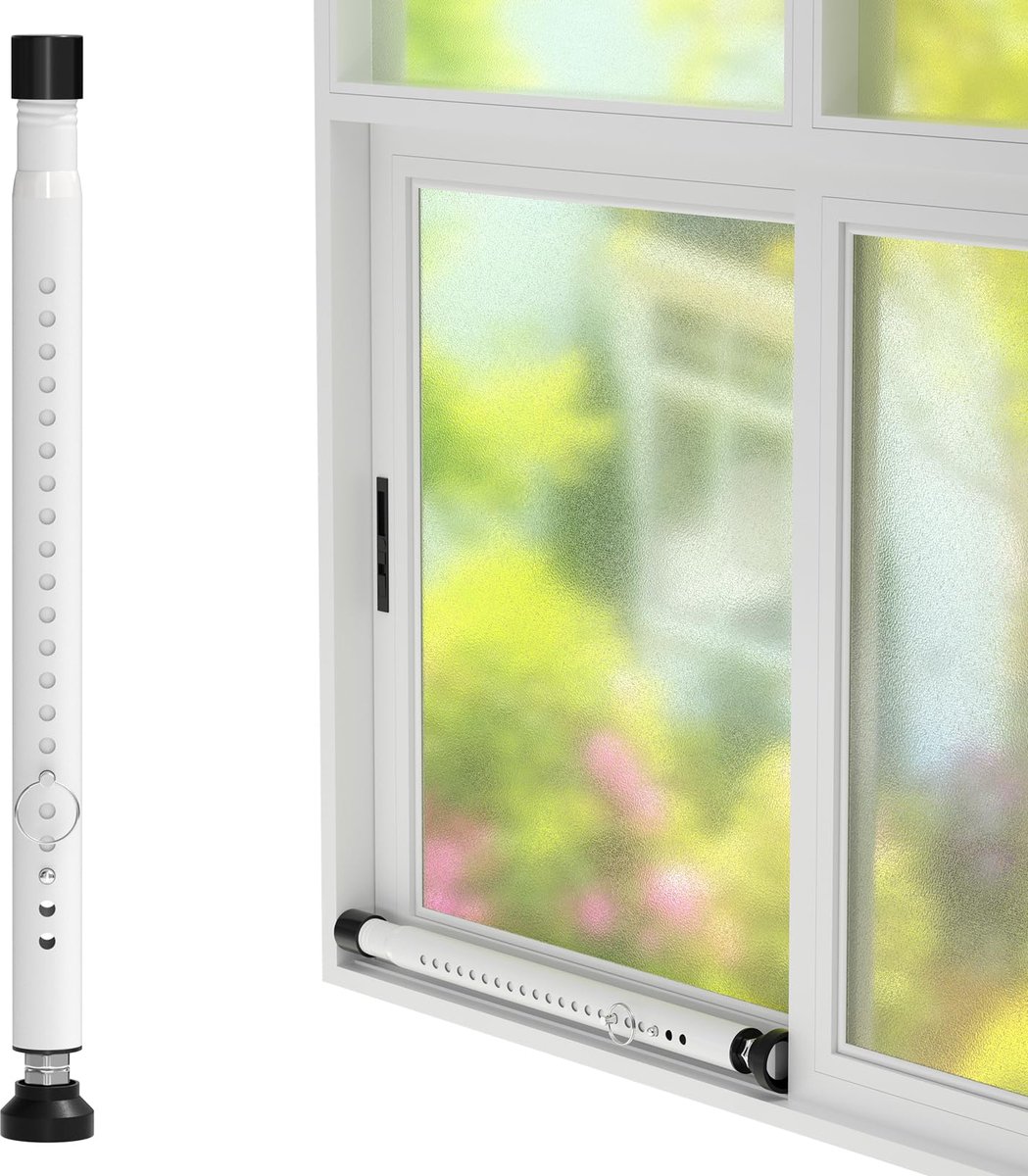 SnelShoppen - Veiligheidsstang 120 cm, raambeveiliging en inbraakbeveiliging voor schuifdeuren, verstelbare pantsergrendel, 25 mm raambeveiligingsstan