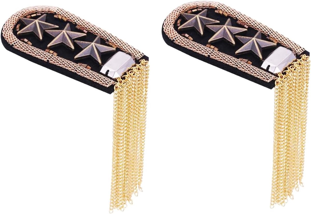 2 Stuks Metalen Epauletten met Franje voor Mannen, Geschikt voor Militaire Kostuums, Theatervoorstellingen en Uniformdecoratie, Gouden Kleur, Duurzaam Ontwerp