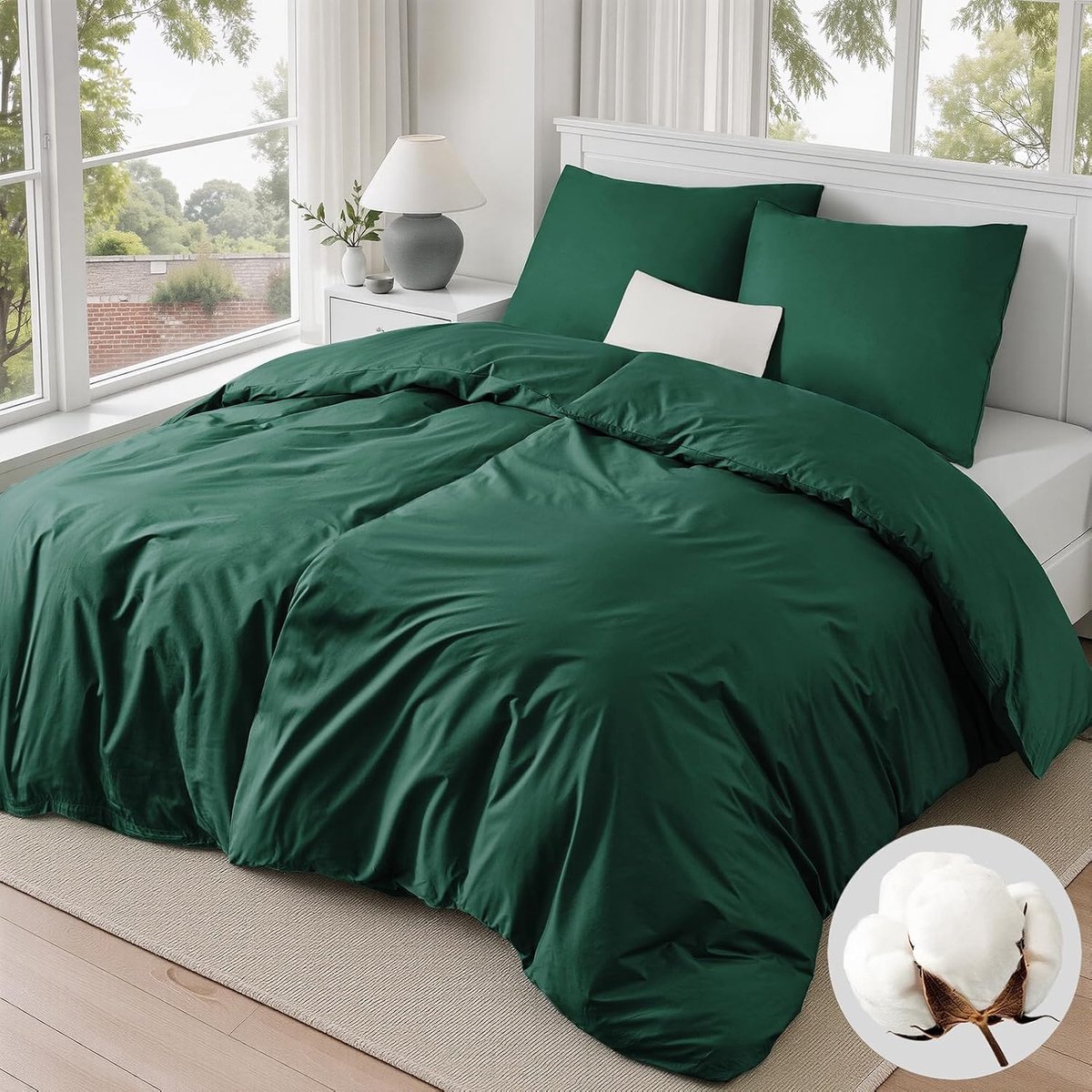 Dekbedovertrek 135x200 - Katoen - Donkergroen - Gezelligheid voor je slaapkamer - ShopVlot