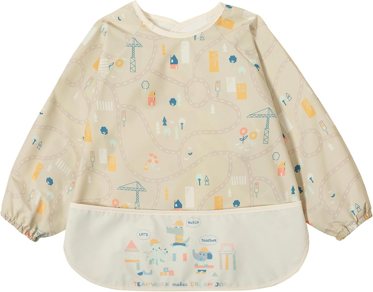 SnelShoppen - Little Dimsum Baby Lätzchen met Ärmeln, Wasserdicht & Abwaschbaar Ganzkörper-Ärmellätzchen voor Babies 6-36 Maanden, Perfect voor Eten,