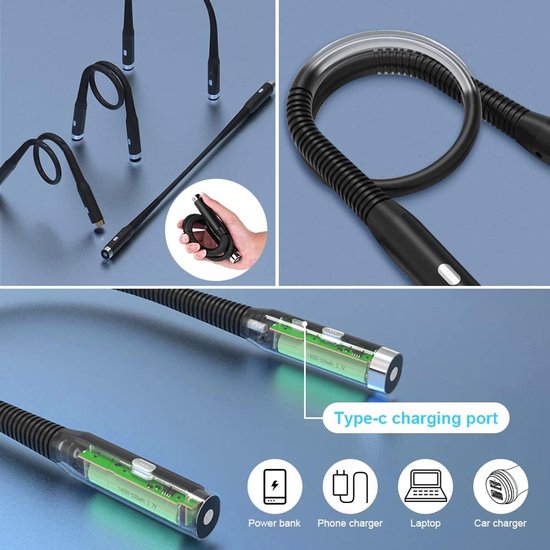 Leeslamp Nek - Halslamp Flexibel - Handsfree Lezen - 3 Kleuren 3 Helderheid - Oplaadbaar - Zwart — afbeelding 2