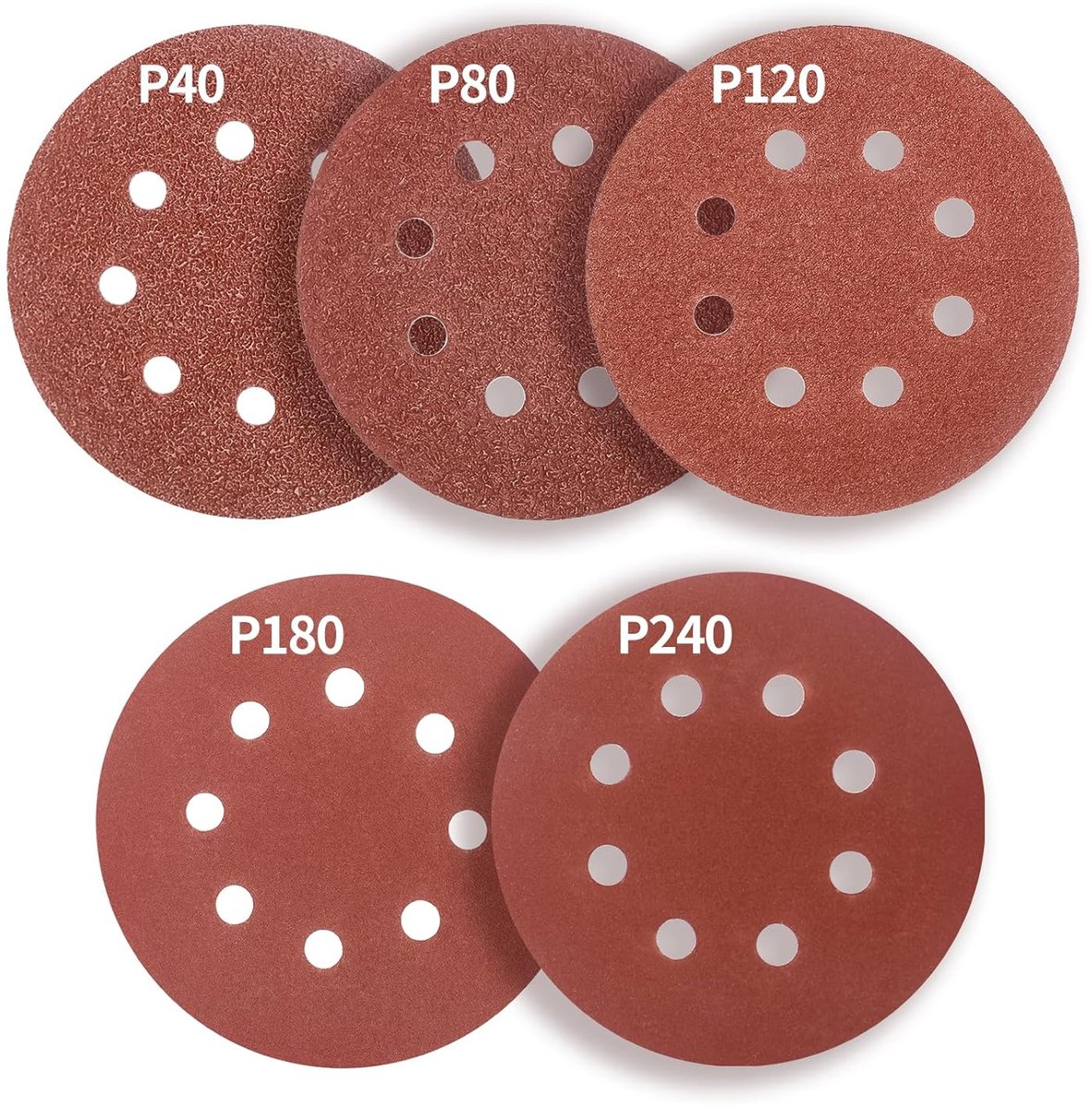 Schuurdisc 125mm - 50 Stuks - Diverse Granulaties - Eenvoudig te gebruiken - ShopVlot