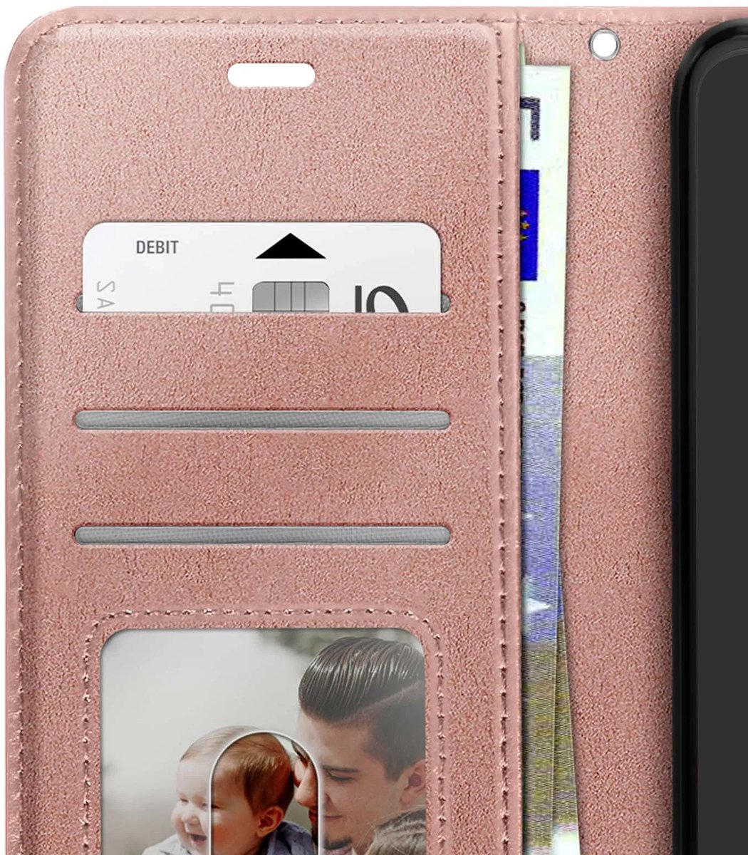 Mayaxess, Portemonnee Hoesje geschikt voor Xiaomi 17T Pro met Polsband en Standaard, Roségoud