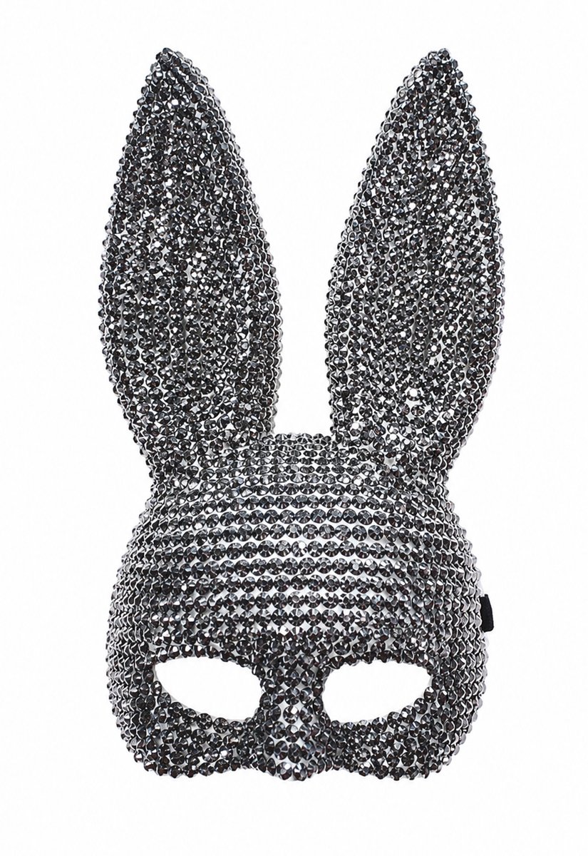 KIMU® Masker Konijn Strass Donkergrijs - Gemaskerd Bal Bunny Sexy Diamantjes Steentjes Gothic Victoriaans Elegant Vrouwen Volwassenen Oogmasker Masquerade Festival