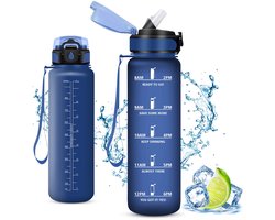SnelShoppen - Vikaster Drinkfles 1000 ml met Rietje, Lekvrij, BPA-vrij, Sportfles voor Camping, Yoga, Gym, School, Outdoor Activiteiten