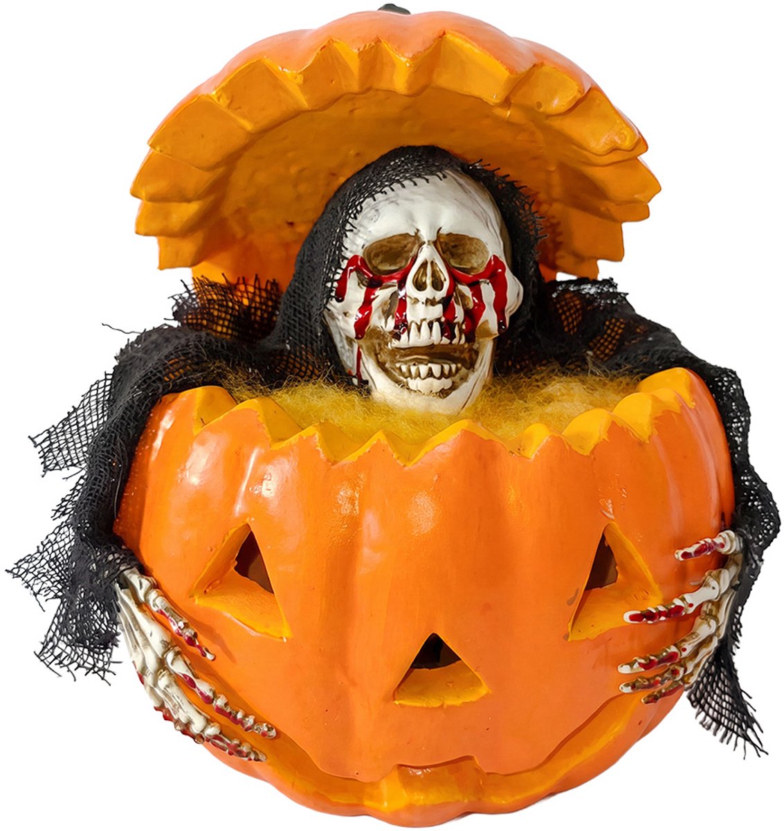Clayre & Eef Halloween decoratie Pompoen Wit Kunststof Herfst decoratie