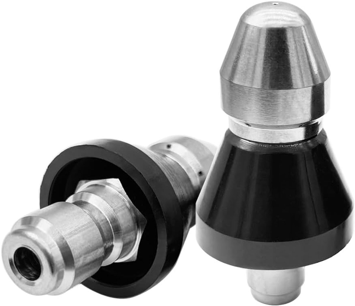 2 Stuks Hoge Druk Afvoer Jetter Mondstuk voor 1/4" en 3/8" Slangen - 5000 PSI RVS Ontstopper voor Pijpen, Afvoerreiniging en Verstopte Afvoeren