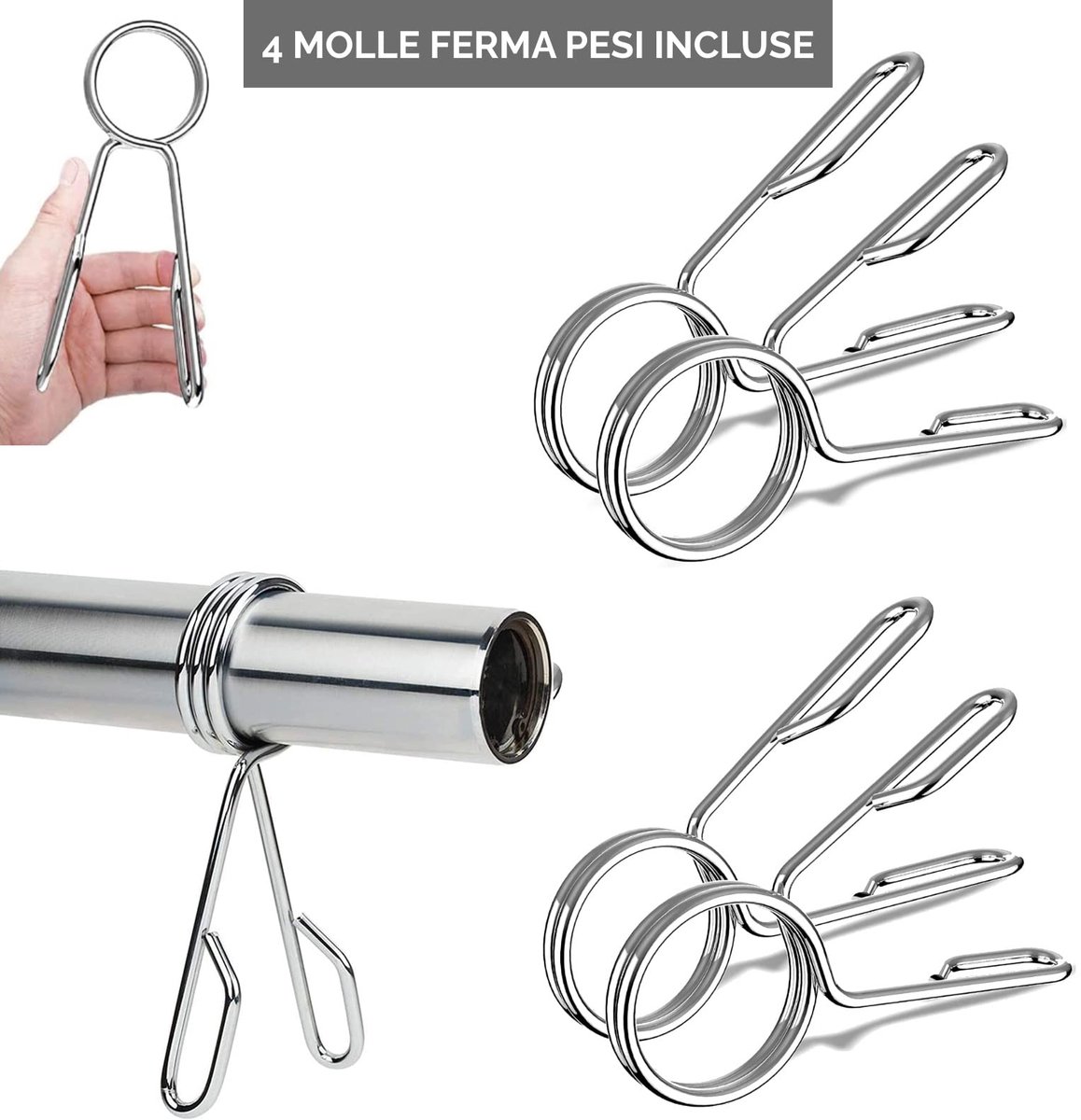 SnelShoppen - Korte Halters 50 cm, Set van 2 Lange Halters met Veersluitingen voor Bodybuilding, Home Gym, Diameter 50 mm, Ideaal voor Thuis Workout e