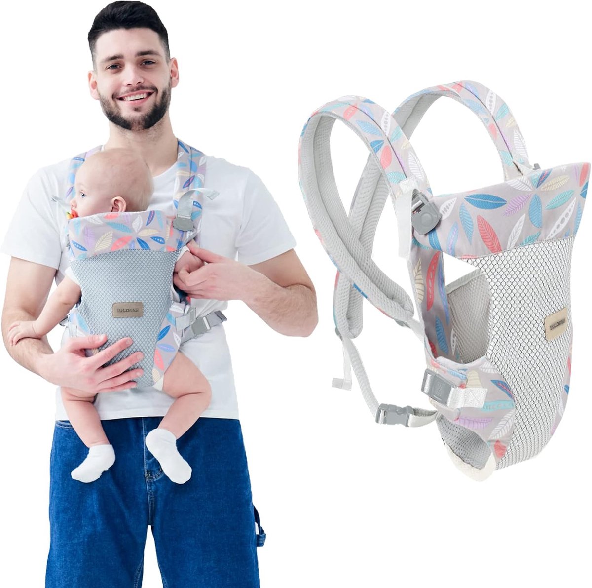SnelShoppen - Ergonomische Draagzak voor Baby's 3-36 Maanden - Multifunctionele Draagdoek Lichtgewicht en Ademend in Blauw - Geschikt tot 20kg - Ideaa