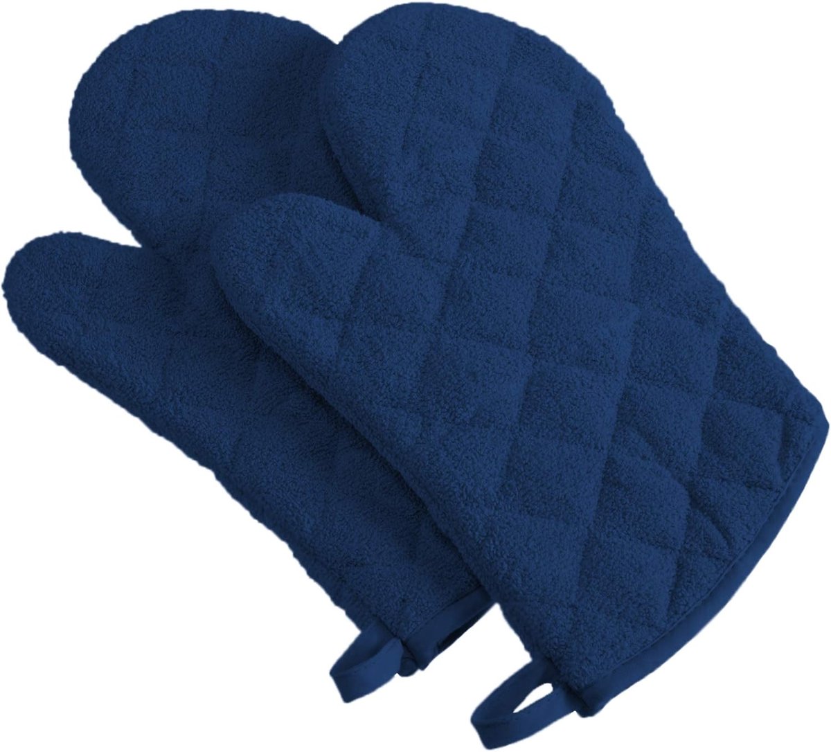 Basic Terry Collection 100% Cotton Quilted, Oven Mitt, Nautical Blue, 2 Piece