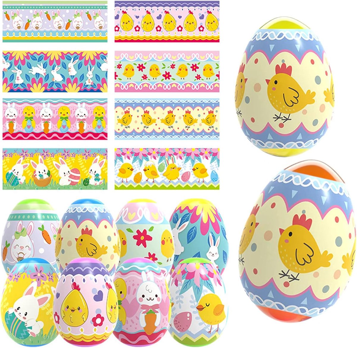 24-delige paasei-decoratieset, paasdecoraties hitteschrompklaphoes, paasei-decoraties paasei-wikkels voor het versieren van kleurrijke paaseieren