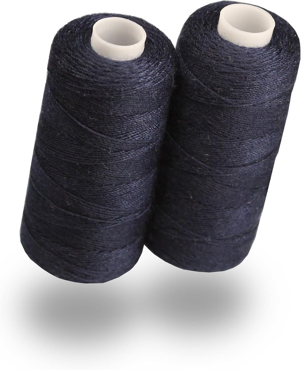 Donkerblauw jeansgaren voor de naaimachine, 2 x 150 m, Oeko-Tex, naden zoals in het origineel, jeans-naaigaren set extra sterk nr. 36, jeansdraad voor naaimachine